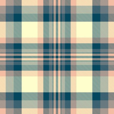 Klasik ekose desen, yumuşak renkler. Teal, bej ve şeftali rahat, çok yönlü bir tekstil tasarımı yaratır. Arkaplan, giysi veya grafik projeleri için ideal.