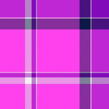 Pembe ve mor renkli canlı ekose desenli. Cesur ve enerjik bir hissi olan modern tekstil tasarımı. Moda, geçmiş ve yaratıcı projeler için ideal..