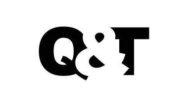 Kalın bir QT logo tasarımı. Siyah beyaz kimlik sembolü. Modern tipografi simgesi. Şirket marka ikonu. En küçük iş şablonu.