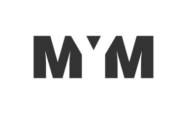 MYM logo tasarımı. Teknoloji girişimleri, danışmanlık, kurumsal markalaşma için ilk harf M-M kalın yazı tipi. Yaratıcı şirket adı, manşet başlıkları tipografi kimliği, moda logoti tipi. Vektör illüstrasyonu.