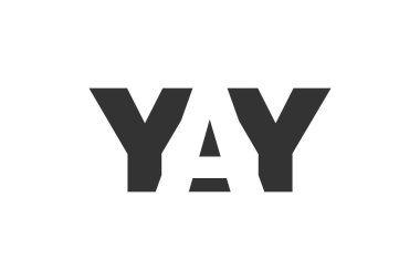 YAY logo tasarımı. İlk harf Y A Y kalın yazı tipi teknoloji girişimleri, danışmanlık, kurumsal markalaşma. Yaratıcı şirket adı, manşet başlıkları tipografi kimliği, moda logoti tipi. Vektör illüstrasyonu.