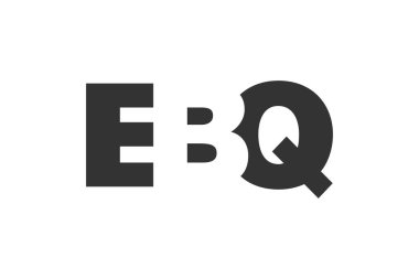 EBQ logo tasarımı. İlk harf E B Q kalın yazı tipi teknoloji girişimleri, danışmanlık, kurumsal markalaşma. Yaratıcı şirket adı, manşet başlıkları tipografi kimliği, moda logoti tipi. Vektör illüstrasyonu.