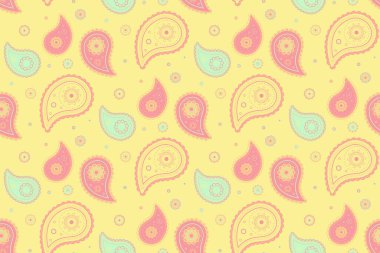 Basit halı, çizilmiş stil. Boho fantazisi ve yeşillik desenli. Soyut Hindistan 'ın seyrek akışı. Pastel sayfada retro giy.