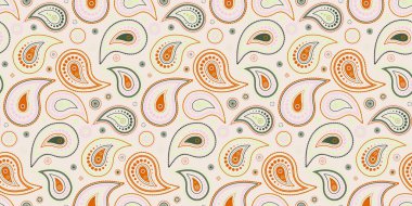 Doğa sadeliği ve etnik renkler. Eski moda kart ve romantizm taslağı. Kıvrımlı kostüm, sonsuz şal desenine. Ulusal damlacıkta kıvırcık sarma.