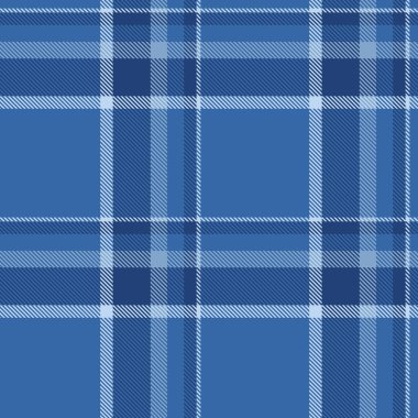 Klasik mavi tartan deseni. Kesişen çizgilerle geleneksel İskoç çek tasarımı. Moda, arkaplan ve grafik tasarım projeleri için çok yönlü.