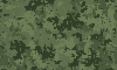 Yeşil tonlarda soyut dijital kamuflaj deseni. Geçmişleri, tekstil tasarımları, askeri ya da açık hava temaları için mükemmel. Gizliliği, stratejiyi ve doğayı temsil eder..