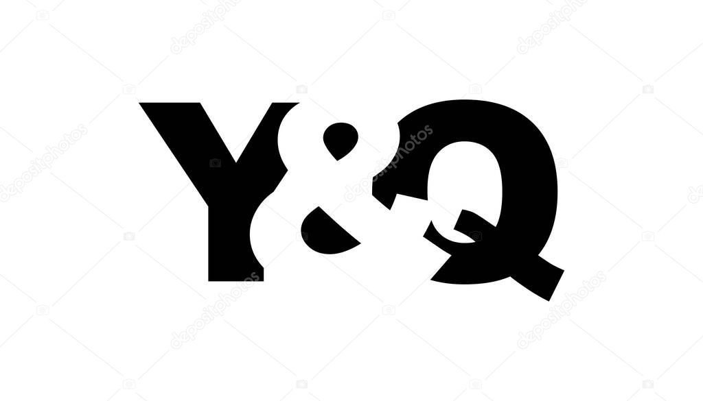 YQ logo design in bold style. Black white identity symbol. Modern typography emblem. Corporate branding icon. Minimal business template.