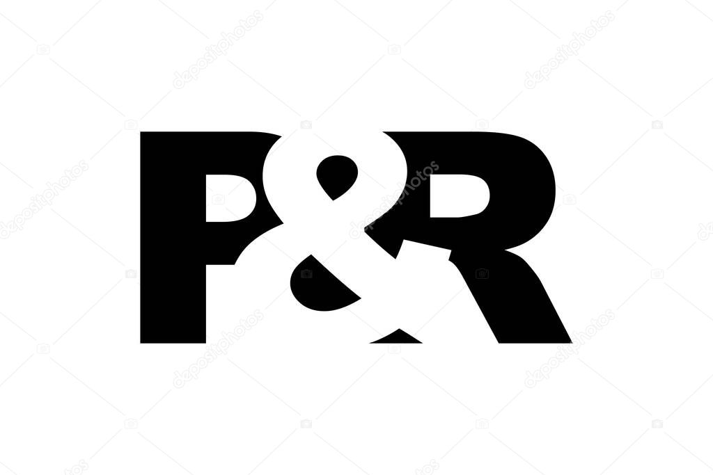 PR logo design in bold style. Black white identity symbol. Modern typography emblem. Corporate branding icon. Minimal business template.