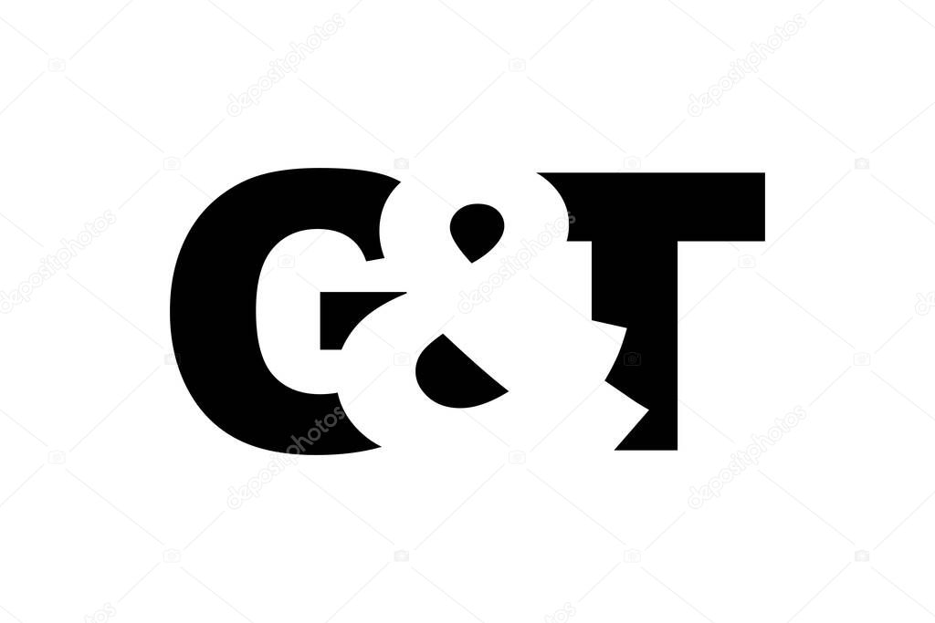 GT logo design in bold style. Black white identity symbol. Modern typography emblem. Corporate branding icon. Minimal business template.