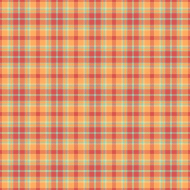 Sıcak, retro ekose desenli. Turuncu, kırmızı ve deniz mavisi desenli kusursuz bir tekstil. Özgeçmiş, giysi ya da klasik temalı projeler için idealdir. Klasik estetik..