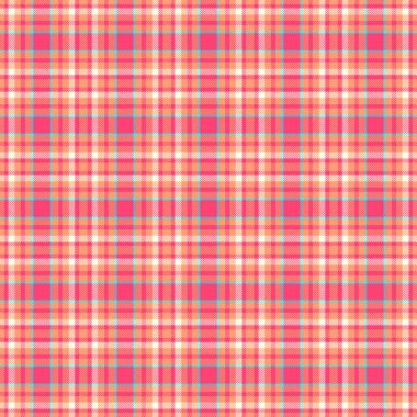 Pembe, şeftali ve turkuaz renkli canlı ekose desenler. Tekstil, moda ya da arka plan uygulamaları için klasik tasarım. Modern ama zamansız bir cazibe sunuyor..