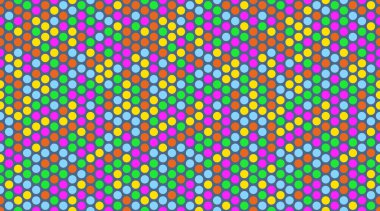 Canlı renkli benekli desenler. Parlak dairelerin çapraz çizgileri, arka plan, tekstil veya web sitesi dekorasyonu için mükemmel enerjik ve oyuncu bir tasarım oluşturur..
