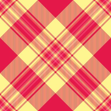 Koyu kırmızı ve sarı renkleri olan canlı ekose desenli. Klasik tekstil tasarımı arka plan, giyim ve yaratıcı projeler için mükemmel. Sıcaklık ve tarz katar.