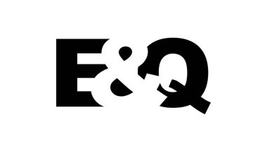 EQ logosu cesur bir şekilde tasarlandı. Siyah beyaz kimlik sembolü. Modern tipografi simgesi. Şirket marka ikonu. En küçük iş şablonu.