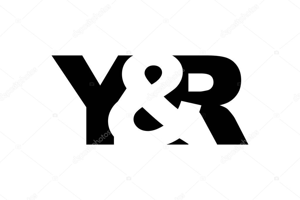 YR logo design in bold style. Black white identity symbol. Modern typography emblem. Corporate branding icon. Minimal business template.