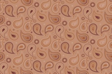 Paisley tasarım modelini çizdi. Döşeme ve halı fikri. Eski moda renklerle resim çizmek. Salatalık yazı kadar harika bir madalyon..