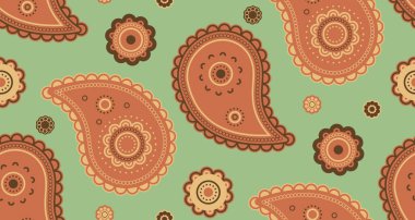 Şal desenli, sakin bir çiçek. Çiçek desenli dikdörtgen yineleme. Bohem Hindistan, çiçekli bir iç mekan. 2025 zarif tebrik kartı dekoratifi.