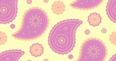 Paisley zengin bir şekilde zahmetsizce tekrarlıyor. Renkli resim dekoratif ve sanat davetiyesi. Detaylı yaprak kıvrımlı kumaş. Moda fayanslı etnik kabile.