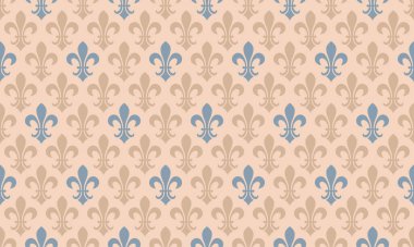 Sessiz bej ve mavi renkte zarif fleurdelis deseni. Geçmişi, tekstil tasarımı ya da vintageIlk projeler için mükemmel. Bu kusursuz tekrarı klasik kraliyet ve sofistike.