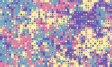 Canlı pastel piksel sanat arka planı. Web siteleri, sunumlar ve sosyal medya için mükemmel. Bu soyut, renkli mozaik neşe ve enerjiyi çağrıştırıyor..