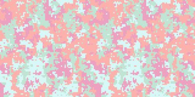 Soyut Pastel Piksel Kamuflaj deseni. Yumuşak pembe, şeftali ve nane yeşili eşsiz, eğlenceli bir dijital kamuflaj tasarımı yaratır. Moda, tekstil, web sitesi geçmişi ve daha fazlası için ideal.