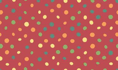 Sıcak ve dünyevi tonlarda neşeli, el çizimi polka deseni. Tekstil tasarımı, ambalaj kağıdı ya da eğlenceli arka planlar için mükemmel. Mutluluk ve kutlamaları çağrıştırıyor..