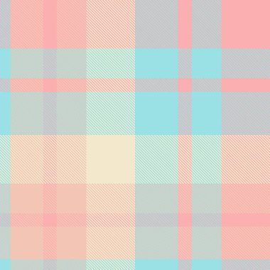 Pastel ekose desenli. Yumuşak, pembe, mavi ve bej renkli kareli tasarım. Sakinleştirici ve çok yönlü estetik gerektiren arka plan, tekstil ya da tasarım projeleri için mükemmel..