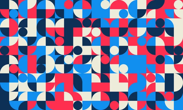 Canlı geometrik soyut arkaplan. Kalın kırmızı, mavi ve krem şekilleri web sitesi afişleri, sosyal medya gönderileri veya yazdırma projeleri için mükemmel dinamik ve modern bir tasarım oluşturur.