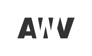 AWV logo tasarımı. İlk harf A W V kalın yazı tipi teknoloji girişimleri, danışmanlık, kurumsal markalaşma. Yaratıcı şirket adı, manşet başlıkları tipografi kimliği, moda logoti tipi. Vektör illüstrasyonu.