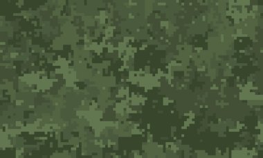 Yeşil tonlarda soyut dijital kamuflaj deseni. Geçmişler, dokular veya askeri temalı tasarımlar için mükemmel. Gizlenme, strateji ve doğa duygularını çağrıştırıyor..