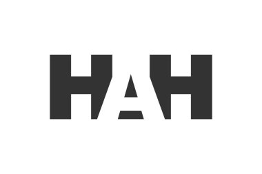 HAH logo tasarımı. İlk harf H A H kalın yazı tipi teknoloji girişimleri, danışmanlık, kurumsal markalaşma. Yaratıcı şirket adı, manşet başlıkları tipografi kimliği, moda logoti tipi. Vektör illüstrasyonu.