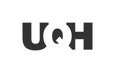 UQH logo tasarımı. İlk harf U Q H kalın yazı tipi teknoloji girişimleri, danışmanlık, kurumsal markalaşma. Yaratıcı şirket adı, manşet başlıkları tipografi kimliği, moda logoti tipi. Vektör illüstrasyonu.