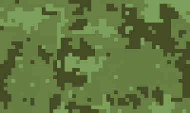 Sessiz yeşilliklerle soyut pikselleştirilmiş kamuflaj deseni. Geçmişi, tekstil tasarımı ya da askeri temalı projeler için mükemmel. Bir gizlenme ve stratejik planlama hissi veriyor..