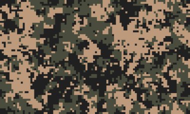 Soyut dijital kamuflaj modeli. Geçmişler, dokular veya askeri temalı tasarımlar için mükemmel. Pikselleştirilmiş tasarım gizlenme ve stratejik harmanlama hissi yaratıyor..