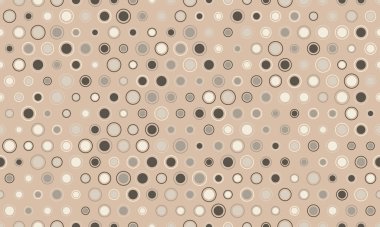 Soyut bej arkaplan, çeşitli büyüklükteki dairelerin soluk gri ve kahverengi tonlarında dağınık bir deseni var..