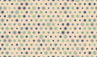 Zarif bir orta çağ modern tasarımı, kaymak gibi bir arka planda sessiz yeşiller ve maviler içinde tekrarlanan dairelerin ince bir kalıbını içerir..