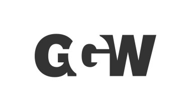 GGW logo tasarımı. İlk harf G W kalın yazı tipi teknoloji girişimleri, danışmanlık, kurumsal markalaşma. Yaratıcı şirket adı, manşet başlıkları tipografi kimliği, moda logoti tipi. Vektör illüstrasyonu.
