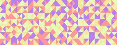 Canlı pastel geometrik desen. Yumuşak mercan, lavanta ve sarı tonlarda soyut üçgen mozaik tasarımı. Web sitesi geçmişi, tekstil baskıları veya oyuncu markalar için ideal.