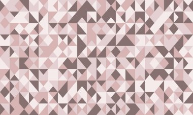 Soyut geometrik arkaplanda pembe ve kahverengi üçgenlerin mozaiği var. Web sitesi afişleri, sunumlar ya da şık bir doku için mükemmel.