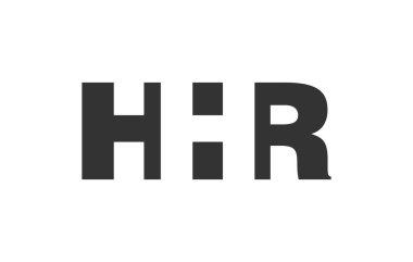 HR logo tasarımı. İlk harf H R koyu yazı tipi. Teknolojik girişimler, danışmanlık, kurumsal markalaşma için. Yaratıcı şirket adı, manşet başlıkları tipografi kimliği, moda logoti tipi. Vektör illüstrasyonu.