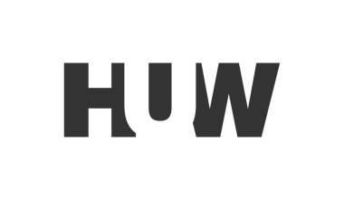 HUW logo tasarımı. İlk harf H U W kalın yazı tipi teknoloji girişimleri, danışmanlık, kurumsal markalaşma. Yaratıcı şirket adı, manşet başlıkları tipografi kimliği, moda logoti tipi. Vektör illüstrasyonu.