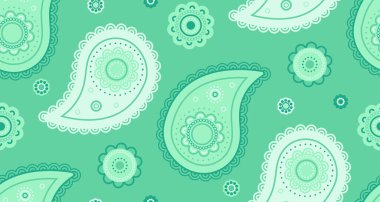 Tropikal kıvrımlı salatalık. Çiçek karalaması ve hayat dolu. Moda dekorasyonu bir desenli doğulu. Tekrarlanan tuval ile fantezi botanik.