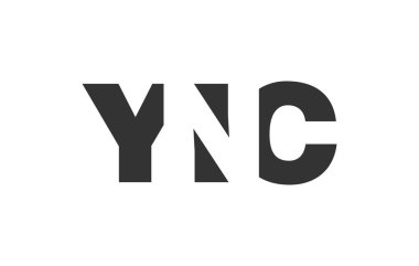 YNC logo tasarımı. Teknoloji girişimleri, danışmanlık, kurumsal markalaşma için ilk harf Y N C kalın yazı tipi. Yaratıcı şirket adı, manşet başlıkları tipografi kimliği, moda logoti tipi. Vektör illüstrasyonu.