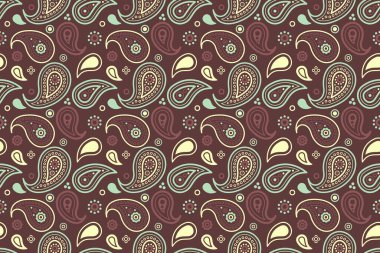 Serin damlacıkta etnik romantizm. Egzotik elbise, parmak izi efekti. Resim sayfası olarak zahmetsiz sanat eserleri. Paisley grafikle çizilmiş düz tasarım.