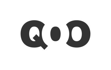 QOO logo tasarımı. Teknoloji girişimleri, danışmanlık, kurumsal markalaşma için ilk harf Q O O koyu yazı tipi. Yaratıcı şirket adı, manşet başlıkları tipografi kimliği, moda logoti tipi. Vektör illüstrasyonu.