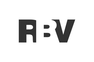 RBV logo tasarımı. İlk harf R B V kalın yazı tipi teknoloji girişimleri, danışmanlık, kurumsal markalaşma. Yaratıcı şirket adı, manşet başlıkları tipografi kimliği, moda logoti tipi. Vektör illüstrasyonu.