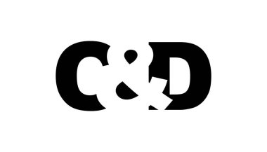 Cesur bir CD logosu tasarımı. Siyah beyaz kimlik sembolü. Modern tipografi simgesi. Şirket marka ikonu. En küçük iş şablonu.