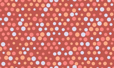 Terasotta arka planında pastel daireler olan soyut, pürüzsüz bir desen. Tekstil tasarımı, web sitesi afişleri ya da eğlenceli markalar için mükemmel. Neşe, enerji ve modern basitliği çağrıştırıyor..