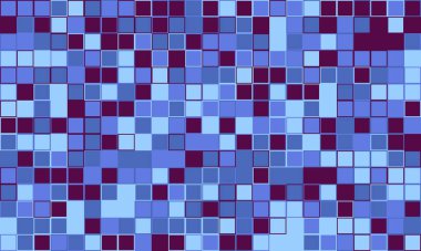 Canlı mavi ve mor renkleri olan soyut mozaik arka plan. Teknoloji, web sitesi afişleri, sunumlar ve modern tasarım projeleri için mükemmel..