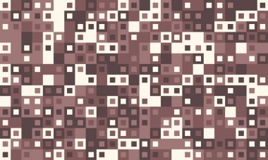 Değişen büyüklükteki karelerin soyut geometrik desenleri sessiz kahverengi ve kremlerle. Arkaplan, web sitesi tasarımı veya tekstil baskıları için ideal.